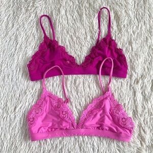 2 Pink SKIMS Lace Trim Bralettes Size Medium